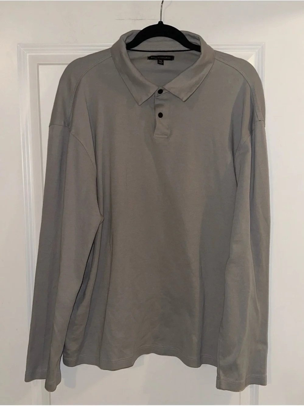 Banana Republic Men's Long Sleeve Polo Shirt - Gray